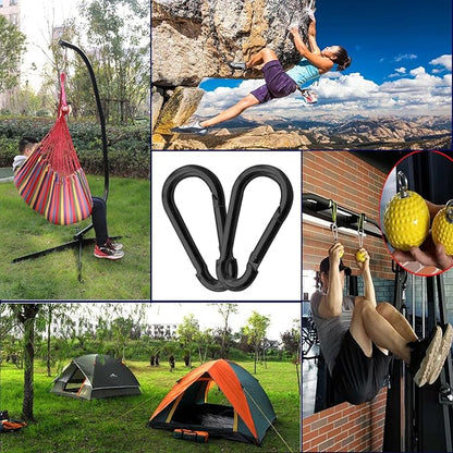 30Pack Carabiner Clips Heavy Duty, 4” Large Spring Snap Hooks Bulk, Galvanized Black 3/8” Carabiners for Camping, Solid Spring Clips for Home Gym Hanging Hammocks Swing Hiking-1100lbs Holding Capacity