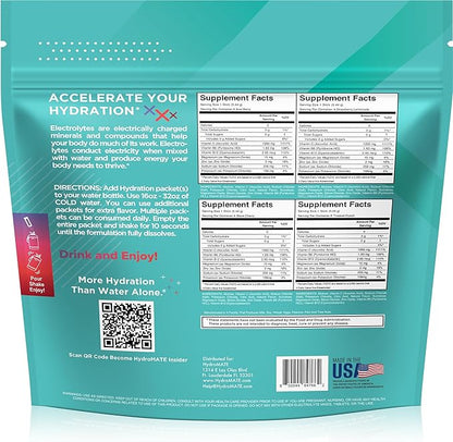 Electrolyte Powder Sugar-Free Hydration Packets Variety Pack HydroMATE 16 Sticks