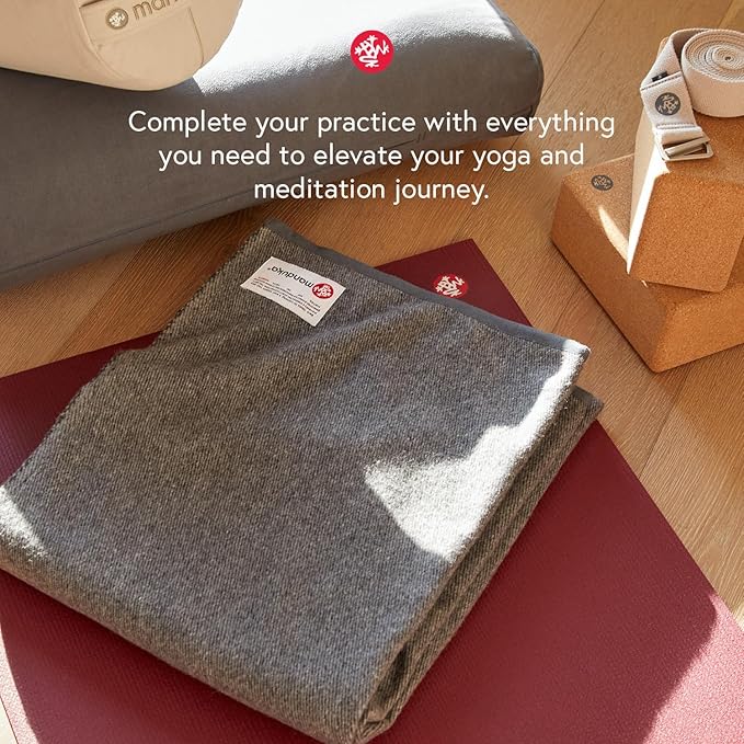 Manduka Yogitoes Yoga Towel – Rubber Grip Dots Non-Slip Bottom, Quick Dry Fitness Towel for Hot Yoga, Pilates, Exercise
