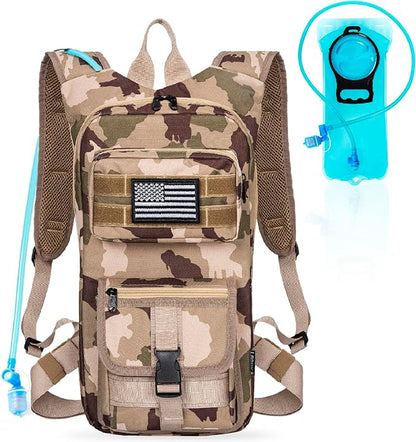 Hydration Backpack, Tactical Molle Water with 2L TPU Water Bladder, for Men Women Lightweight Water Backpack, Hydration Pack for Hiking, Biking, Climbing and Hunting
