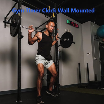 Gym Timer - Large Digital Gym Clock Wall with Interval Time Progress Bar, Countdown/Up Stopwatch, Remote Control for Home Gym Garage Boxing Crossfit
