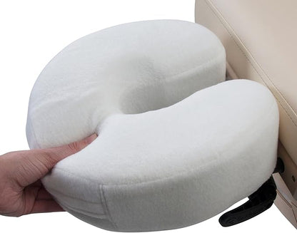 EarthLite Massage Face Cradle Cushion Memory Foam - Massage Table & Massage Chair Headrest Pillow w/Washable Fleece Cover, White