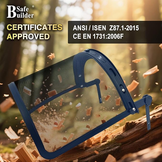 Forestry Safety Helmet with Build-in Visor Mesh Face Shield Ear Muffs 4 in 1 Chainsaw Safety Hard Hats