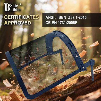 Forestry Safety Helmet with Build-in Visor Mesh Face Shield Ear Muffs 4 in 1 Chainsaw Safety Hard Hats