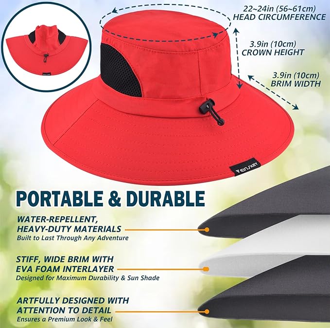 EINSKEY Wide Brim Sun Hat, UPF 50+ UV Protection Waterproof Packable Bucket Hat for Men & Women, Fishing Hiking Beach Garden