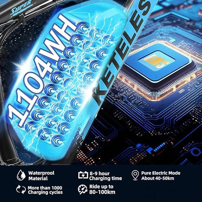 Electric Bike for Adults, AWD Ebike Dual Motor, 26'' Fat Tire Peak 4000W Ebikes with 48V 23AH Battery Hydraulic Brake Electric Bicycle, 21 Speed Dirt Bikes UL Certified