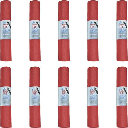 Hello Fit 10-Pack Yoga Mat, 68" x 24" Non Slip Exercise Mat, 4mm Thick Gym Mat for Fitness and Stretching, Bulk Non Toxic Yoga Mats for Schools and Studios