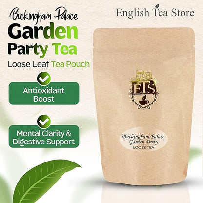 English Tea Store Buckingham Palace Garden Party Tea - 4oz | Loose Leaf Black Tea with Earl Grey and Jasmine Notes | British Royal-Inspired Afternoon Blend | Medium Body Floral Flavor