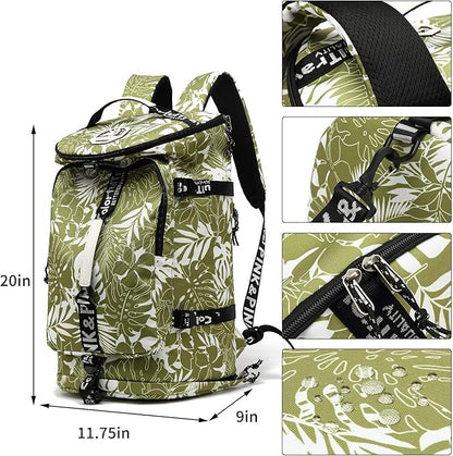 Kalesi Gym Duffle Bag Backpack 4-Way Waterproof with Shoes Compartment for travel Sport Hiking laptop (olive-green)