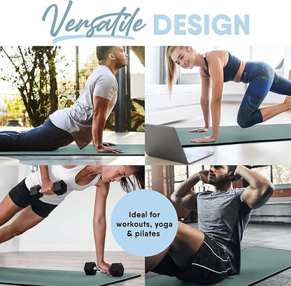 MICRODRY Deluxe Fitness Exercise Yoga Mat for Home & Gym, Extra Thick for High Impact Training, Multi Layered Skid Resistant Surface, Odor Neutralizing with Carrying Strap