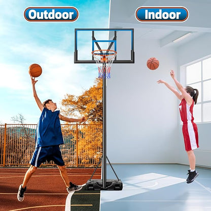 46" 10FT Basketball Hoop Outdoor - Portable Basketball Goal Adjustable Hoops & Goals with Solid Steel Rim & Extra-Large Base for Kids/Youth/Teens/Adults Outdoor