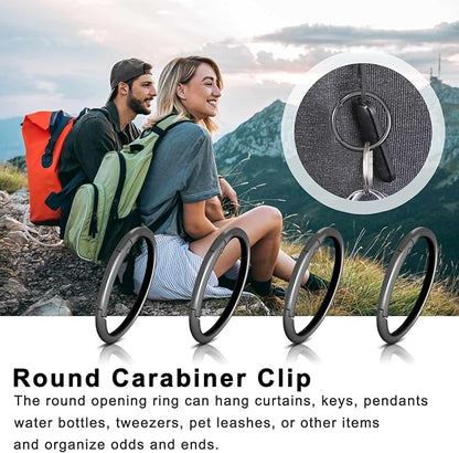 10Pack 2" Large Round Carabiner Clips, Metal Spring O Rings for Organizer Key Rings, Paracord Keychain Lanyard, Pet Chains, Purse Hardware, Key Snap Hooks DIY Accessory (Black)