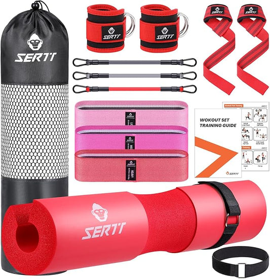 12Pcs Foam Barbell Pad Set for Squats 1 Gym 1 Carry 2 Lifting 2 Ankle 3 Ankle 3 Hip