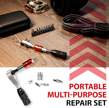 EMERK Bike Repair Tool Kit – Bicycle Multi-Tool Kit with Mini Pump, Ratchet Reversible Tool &10 Tool Bits, Tire Levers, and Portable Bag for Camping and Travel