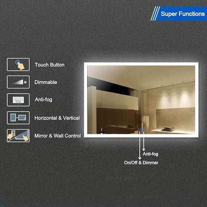 LED Bathroom Mirror with Lights 55 x 36 Inch,