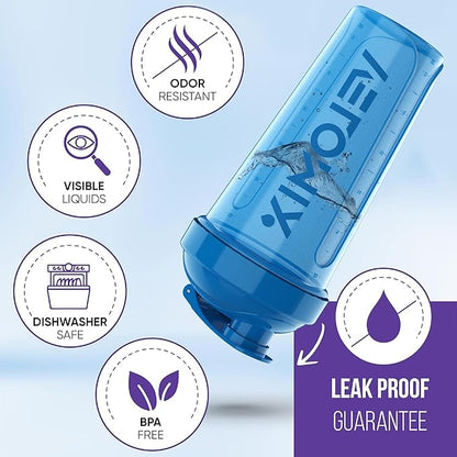 '-2 Pack- 28 oz Protein Shaker Bottles for Protein Mixes - 2x Wire Whisk | Leak Proof Shaker Cups for Protein Shakes | Protein Shaker Bottle Pack | Shakers for Protein Shakes-Blue&Transparent