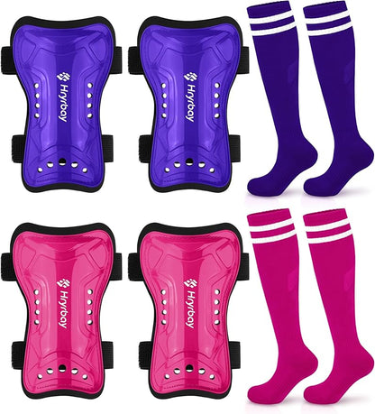 Kids Soccer Shin Guards and Socks Toddler Soccer Shin Pads Protective Defender Gear for 3-15 Years Old Youth Boys Girls