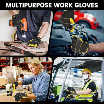 JUMPHIGH Safety Work Gloves, Men's Utility Mechanic Working Gloves for All Purpose, Touchscreen Compatible, Flexible Breathable Fit, Knuckles & Palm