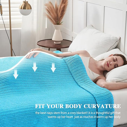 L'AGRATY Knitted Weighted Blanket - 48"x72" 15lbs Cooling Chunky Knit Heavy Blanket for Adults Braided Crochet Throw Thick Cable Yarn Knit Decorative No Beads Evenly Weighted Machine Washable