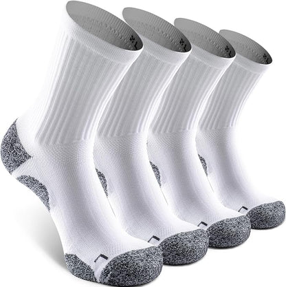 Elite Cushioned Compression Mid-crew Socks 4-Pack for Youth Women Men