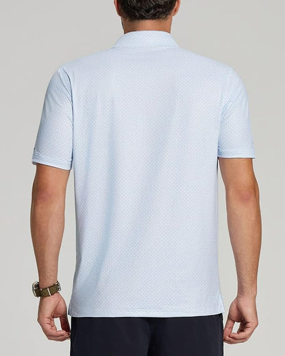 Golf Shirts for Men - Moisture Wicking Short Sleeve Performance Sport Casual Striped Collared Mens Polo Shirt