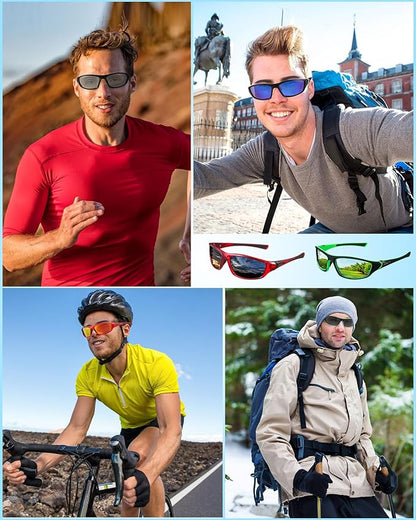 Frienda 6 Pack Polarized Sport Sunglasses for Men Multipack Fit over Glasses Pack Lot Set Men's Sport Fishing Eyeglasses