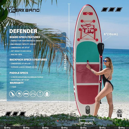 Inflatable Paddle Board with Premium SUP Board Accessories, Allround Paddle Boards for Adults/Kids,Stand Up Paddle Board Defender Collection