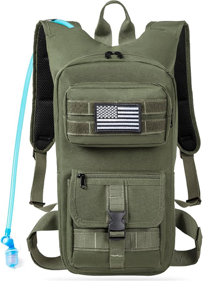 Hydration Backpack, Tactical Molle Water with 2L TPU Water Bladder, for Men Women Lightweight Water Backpack, Hydration Pack for Hiking, Biking, Climbing and Hunting