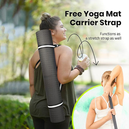 Extra Wide Yoga Mat for Men Women (72"L x 36"W) Non Slip Fitness & Exercise Mat with Alignment Marks for Yoga, Pilates, Floor Workouts