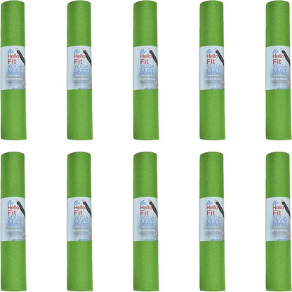 Hello Fit 10-Pack Yoga Mat, 68" x 24" Non Slip Exercise Mat, 4mm Thick Gym Mat for Fitness and Stretching, Bulk Non Toxic Yoga Mats for Schools and Studios