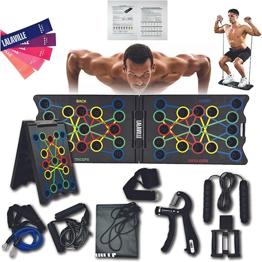 LALAVILLE Push Up Board Fitness 2024 34 in 1 Push 2x Pushup 2x Resistance 1x Jump 1x Wrist 1x Bag, 5x Yoga
