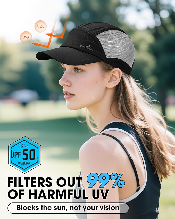 GXCROR Performance Baseball Cap for Men & Women - UPF 50+ Running Hat, Lightweight Quick-Dry Sports Hat for Golf, Hiking, Gym