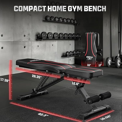 FLYBIRD Adjustable Bench,Utility Weight Bench for Full Body Workout- Multi-Purpose Foldable Incline Bench (Black)