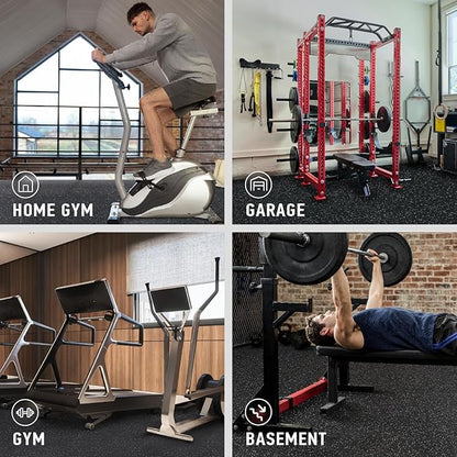 0.56in Thick 24 Sq Ft Exercise Equipment Mats 6 Tiles 24 x 24in