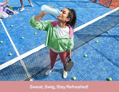 26 oz Insulated Water Bottle with 2-in-1 Straw and Spout Lid, Keep Cold 24H, Leak-Proof, Fits in Car Cup Holder, Stainless Steel Water Bottle for Sports, Travel, and School (Ribbon Whimsy)