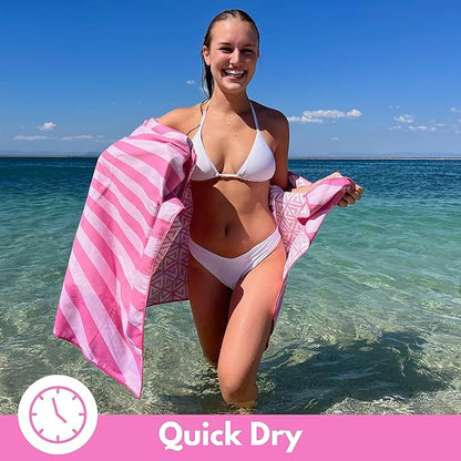 ECCOSOPHY Microfiber Beach Towel - Sand Free Towels are Quick Dry, Light Weight, Super Absorbent - Perfect Pool, Travel, Cruise, Camping Essentials - Oversized Extra Large for Adults 71x35 in