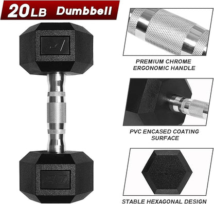 RitFit 5-650 LBS PVC Encased Hex Dumbbell Sets with Optional Rack for Home Gym, Hand weight with Chrome Handle for Strength Training, Workouts