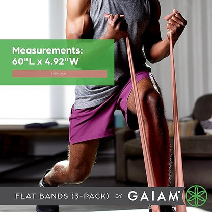 Gaiam Restore Strength and Flexibility Resistance Band Kit Set - 3 Levels of Resistance - Strength Training Workout Bands for Stretching Muscles - Versatile Exercise Tool - Light, Medium, and Heavy