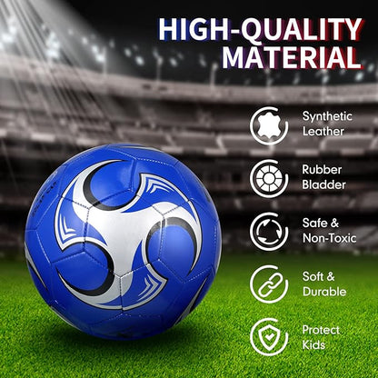 HyDren 4 Pack Soccer Ball with Pump Official Size 4/5 Deflated Soccer Balls Bulk for Outdoor Indoor Practice Training Sport Gift for Kids Boys Teen Youth Adult