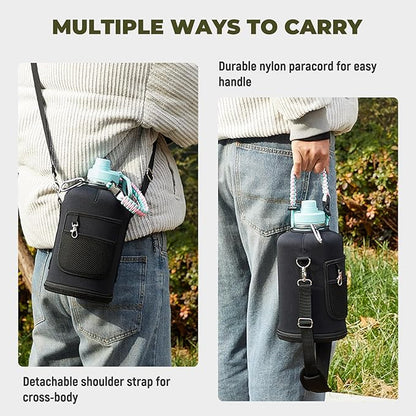 Half Gallon Insulated Water Bottle, 64 oz Triple Wall Stainless Steel Flask, Keeps Drinks Cold for 48 Hrs Leak-Proof & BPA-Free Half Gallon Jug with Paracord Handle, Straw & Spout Lids(Bubble Gum)