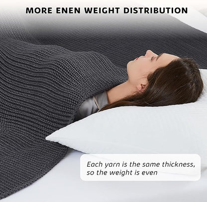 L'AGRATY Knitted Weighted Blanket - 60"x80" 20lbs Cooling Chunky Knit Heavy Blanket for Adults Braided Crochet Throw Thick Cable Yarn Knit Decorative No Beads Evenly Weighted Machine Washable