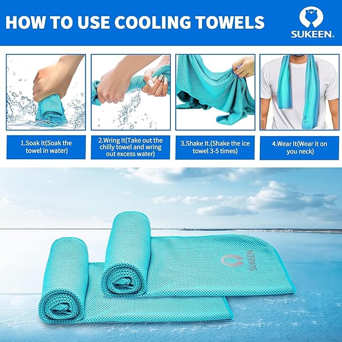 Sukkeen Cooling Towel (40"x12"), Soft Breathable Chilly Microfiber Towel for Yoga, Sports & More Activities