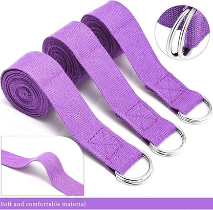 Leyndo 24 Pieces Yoga Strap Stretching Pilates Exercise Adjustable Straps 6 ft Non Elastic Yoga Belt with Adjustable D Ring Buckle for Pilates Gym Workouts Fitness