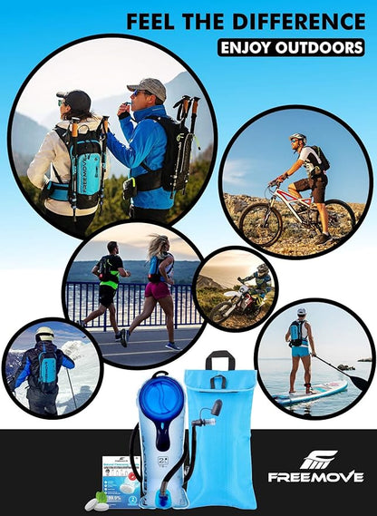 Hydration Pack with 2L or 3L Water Bladder & Cooler Bag > Keeps Drink Cool & Protects Bladders > Camelback Reservoir for Hydration Backpack, Tasteless & BPA Free, Quick Release Tube & Shutoff Valve