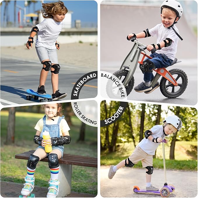 BOSONER Kids/Youth Knee Pad Elbow Pads Guards Protective Gear Set for Roller Skates Cycling BMX Bike Skateboard Inline Skatings Scooter Riding Sports