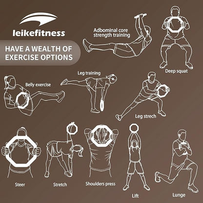 Leikefitness Weight Ring 2-in-1 Kettlebell & Dumbbell, cast Iron+PVC Coating, Yoga Exercise, Aerobics, Core Training, 4 in a Set (0.33LB + 5.5LB + 7.5LB + 10LB)