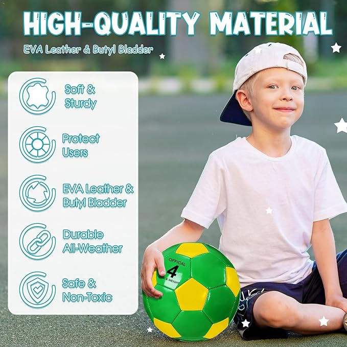 HyDren 6 Pcs Soccer Ball with Pump Colorful Official Soccer Ball for Kids Youth Adult Indoor Outdoor Soft Sport Gift for Training Practice Game