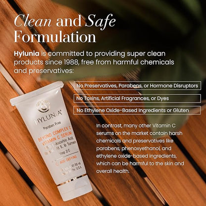 Hylunia Beyond Complex C Vitamin C Serum, 1.0 fl oz - Hydrating, Anti-Aging, Brightening & Nourishing with Hyaluronic Acid - Vegan, Clean & Cruelty-Free Skincare for Radiant Skin