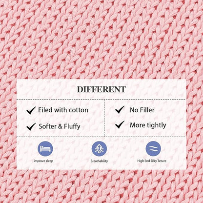 L'AGRATY Knitted Weighted Blanket - 48"x72" 15lbs Cooling Chunky Knit Heavy Blanket for Adults Braided Crochet Throw Thick Cable Yarn Knit Decorative No Beads Evenly Weighted Machine Washable