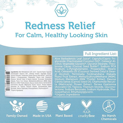 Era Organics Cream Redness Relief Moisturizer- Soothing Redness Relief for Face with Manuka Honey, MSM, Chamomile - Calming Moisturizer Made in USA